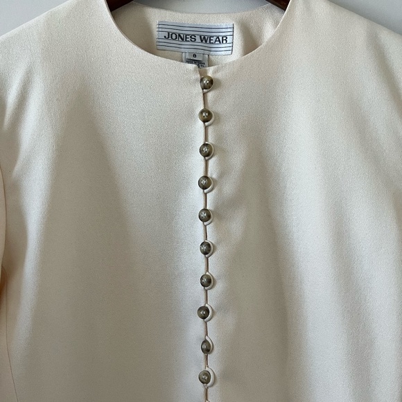 Jones Wear Silk Button Down Tunic Jacket In Cream Size 8 - Picture 3 of 10